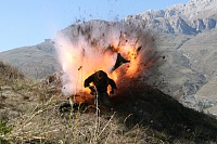 Simulation of explosions of shells, mines, grenades and explosives